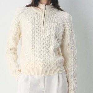 Aritzia heritage knit merino wool 1/4 zip sweater